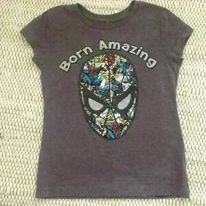 Disney Spider-Man Girls 5/6 Short Sleeve Tshirt “Born Amazing”